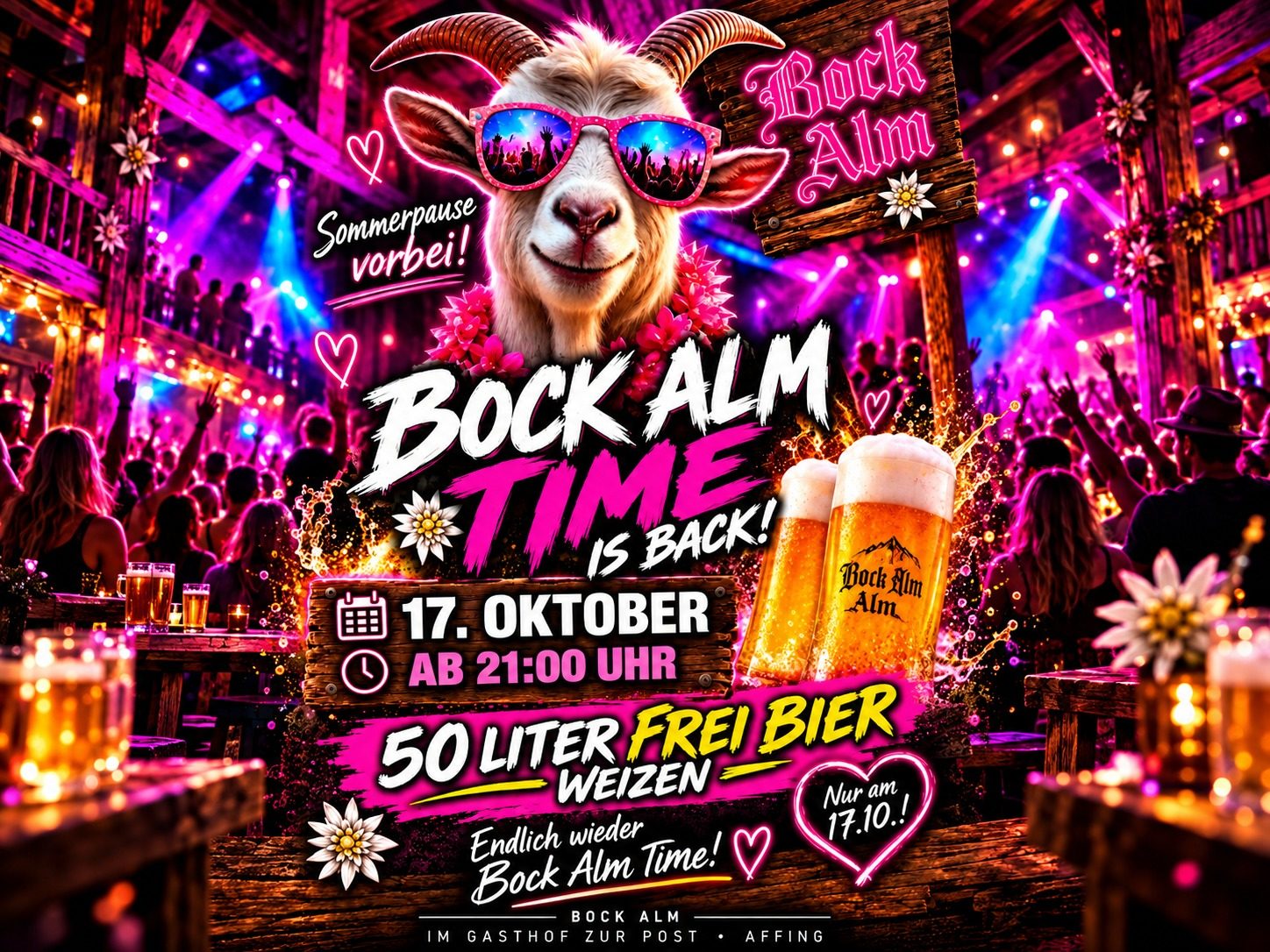 Plakat: Bock Alm Time is back!, Bock Alm im Gasthof zur Post